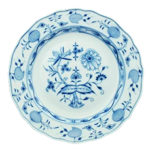 Antique Meissen Blue Onion Hand-Painted Porcelain Lunch Plate