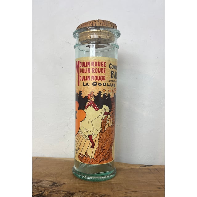 Vintage French Art Nouveau Style Pasta Jar with Moulin Rouge by Henri de Toulouse-Lautrec Motif, 1960s For Sale - Image 14 of 14
