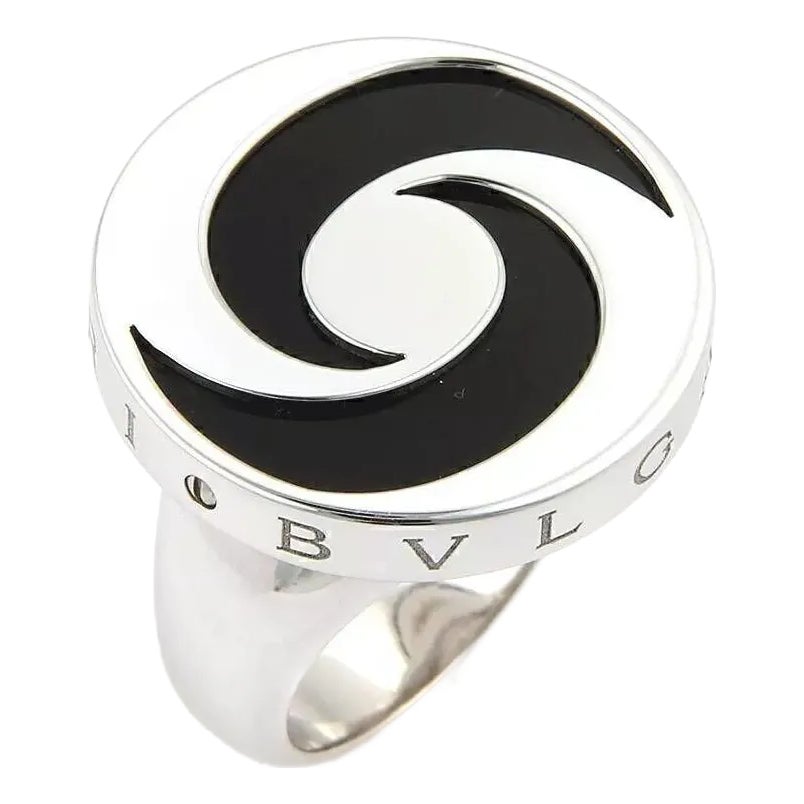 16131 Bvlgari Onyx Spinning Optical 18k White Gold Stainless