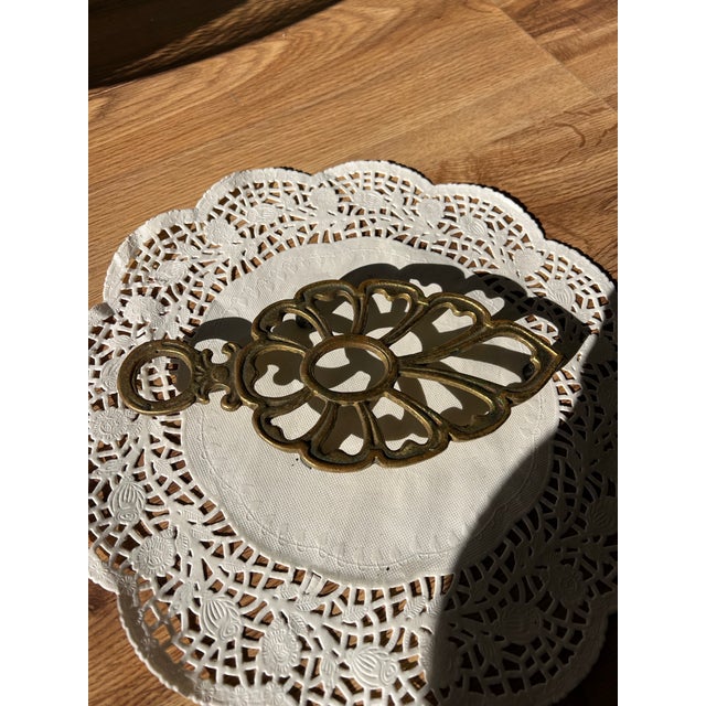 1970s Small Brass Detailed Decorative Trivet For Sale In Atlanta - Image 6 of 6