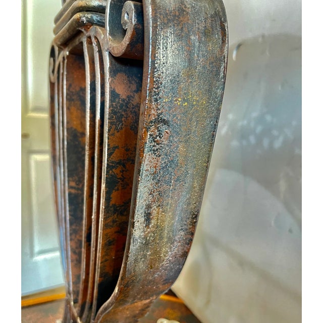 Polished Metal Shade & Wrought IronTable Lamp, France, 1940s For Sale - Image 16 of 18