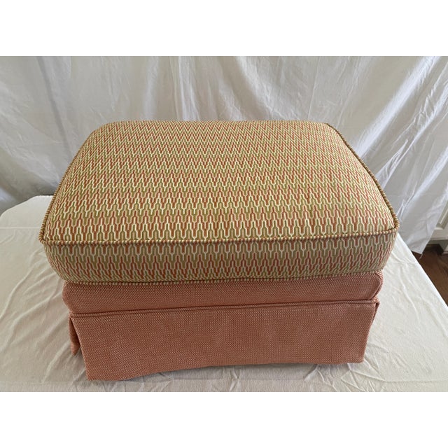American Late 20th Century Pink Tweed Upholstered Footstool For Sale - Image 3 of 5