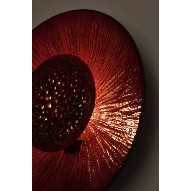 Scandinavian Modern Huge Ceramics Sun Wall Sconce attributed to Sejer Denmark, 1960s For Sale - Image 9 of 15