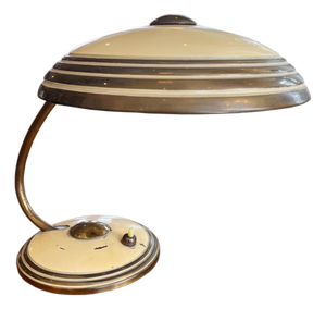 Small Mid-Century Desk Lamp in Brass and Cream Paint from Helo Leuchten, 1950s