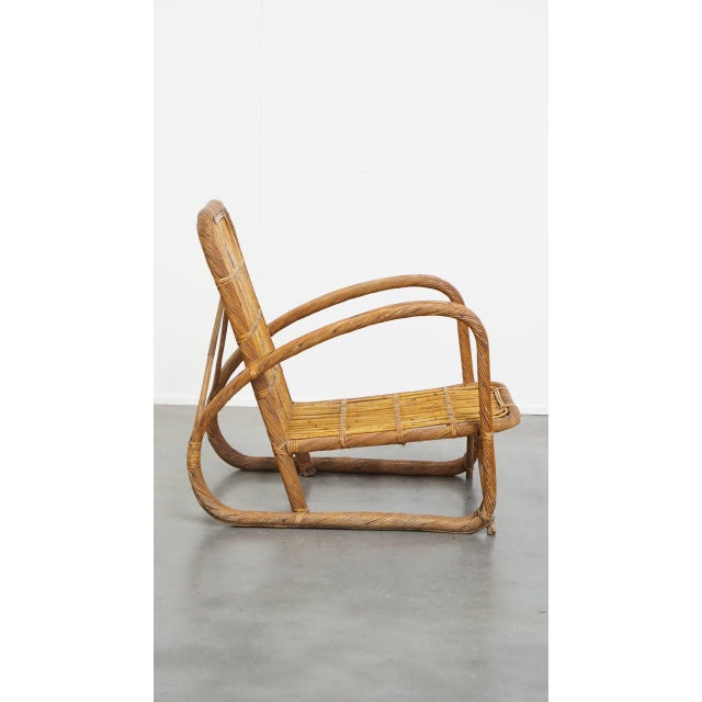 Vintage French Rattan Armchair, 1950s For Sale - Image 3 of 15