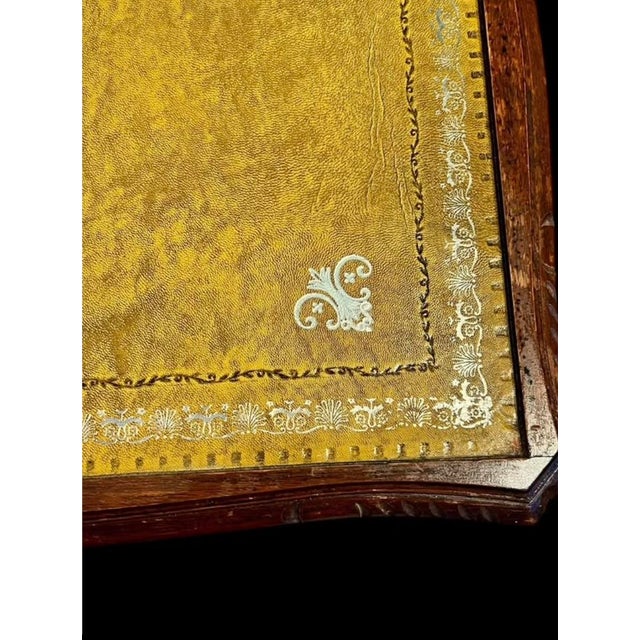 Vintage Nesting Tables Set 3-Tooled Leather Top-Queen Anne Wood-Side-End-Accent For Sale - Image 9 of 11