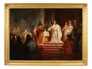Ed. Hamman, Coronation of Victor Amadeus II, 1866, Oil on Canvas, Framed