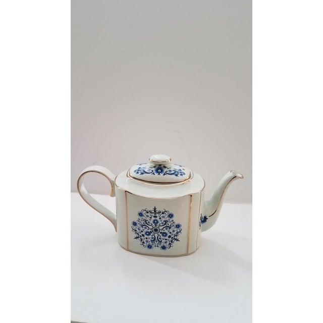 Vintage Arthur Wood Blue & White Hand Painted Porcelain Tea Pot For Sale - Image 9 of 9