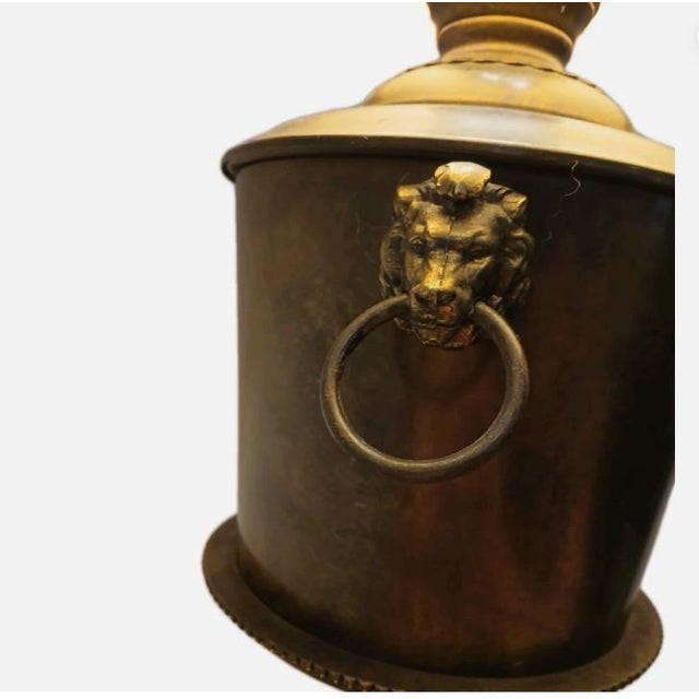 1950s 1950 Stiffel Large Lamp Lion Heads Feet Neoclassical Brass W Shade Dark Academia For Sale - Image 5 of 18