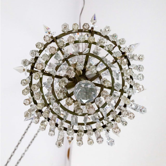 Metal Early 20th Century Cut Crystal Spear Empire Chandelier For Sale - Image 7 of 12