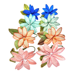 Vintage Handmade Silk Flower Napkin Rings – Multicolor Millinery, Set of 8