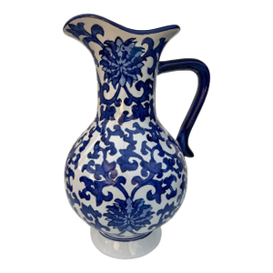 Vintage Blue and White Ceramic Pitcher