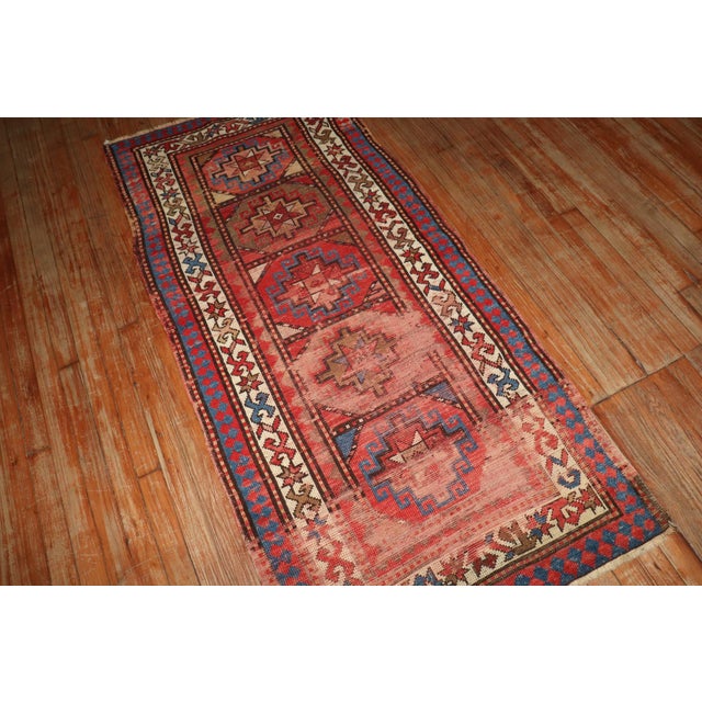 Late 19th Century Shabby Chic Moghan Kazak Runner - 2'8" x 5'8" For Sale - Image 4 of 9