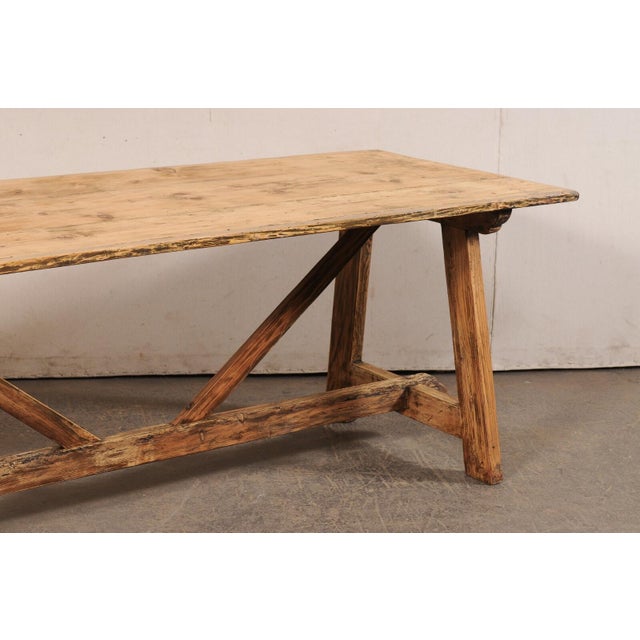 Italian Antique Sawhorse Leg Table, 7+ Ft For Sale - Image 11 of 12