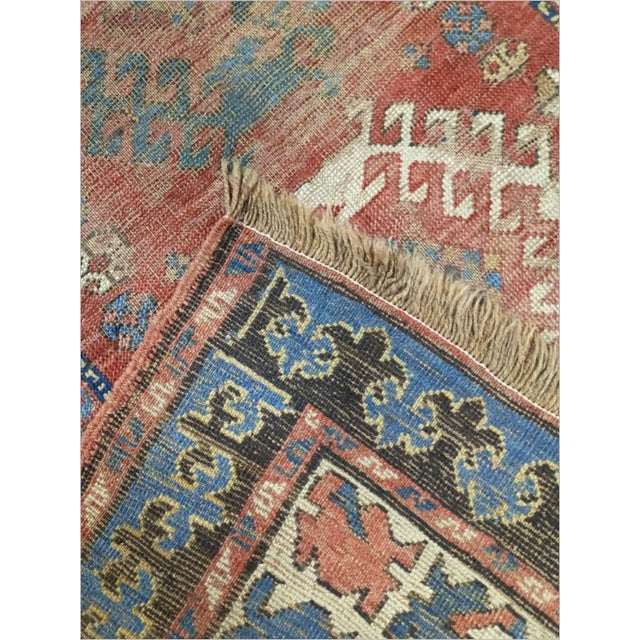 Distressed Antique Hand-Knotted Caucasian Gallery Rug. 4'7'x 8'10". For Sale - Image 10 of 18