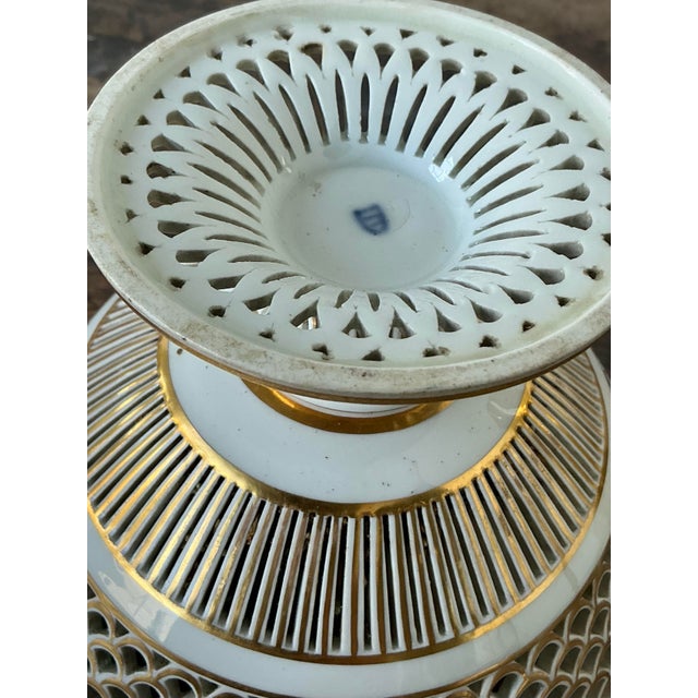Vintage Regency Pierced Porcelain Bowl For Sale - Image 11 of 12