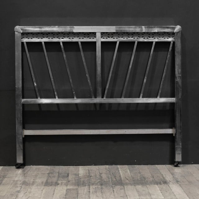 Early 20th Century Art Deco Nickel Double/Full Bed Frame c.1930 For Sale - Image 5 of 11