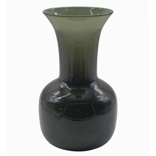 Vintage Italian Petrol Green Murano Glass Vase, 1980s For Sale - Image 7 of 7