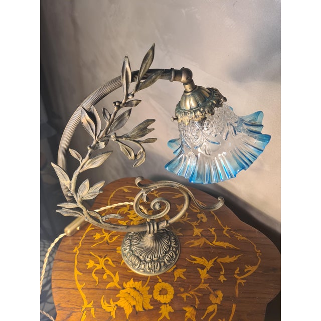 Bronze and Brass Tulip Lamp with Translucent Shade, 1960 For Sale - Image 11 of 12