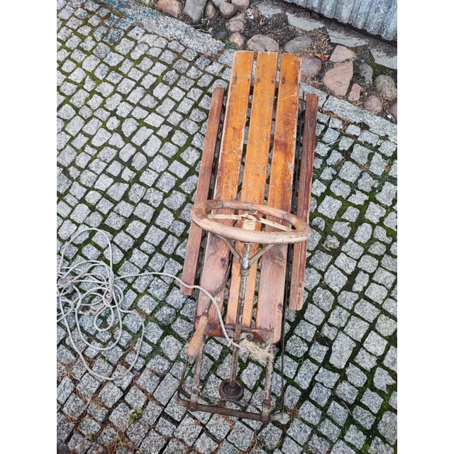 Pre-War Ice Sleigh with Brake and Steering Wheel, 1920s For Sale - Image 4 of 12