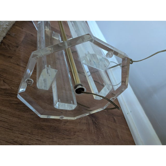 1970s Mid Century Lucite Pillar Lamp 1970 Large Lamp For Sale - Image 12 of 12