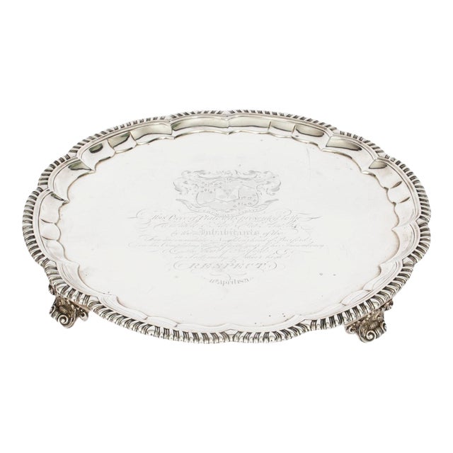 Large 19th Century William IV Silver Tray Salver by Paul Storr, 1820 For Sale