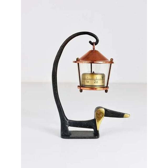 Metal Brass Wiener Dog Figurine with Thermometer by Walter Bosse for Baller Austria, 1950s For Sale - Image 7 of 10