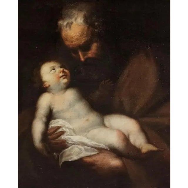 Italian School Artist, Saint Joseph and the Child, 17th Century, Oil on Canvas For Sale - Image 4 of 8
