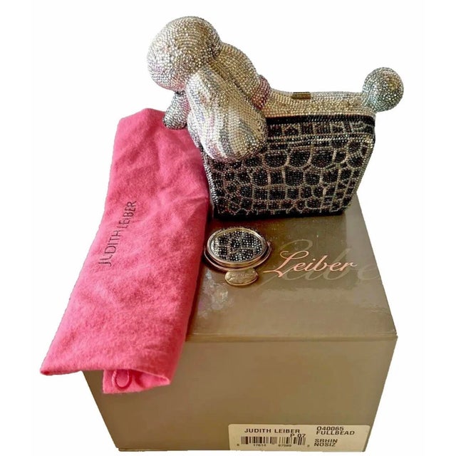 Contemporary Judith Leiber Poodle Dog Phoebe Crystal Minaudière Wrist Shoulder Evening Bag Animal For Sale - Image 3 of 14