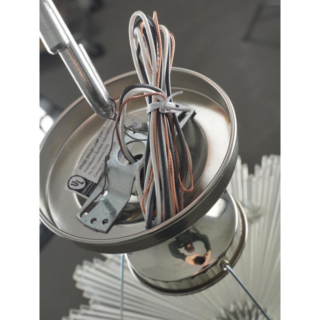 Mid 20th Century Art Deco Starburst Glass Chrome Semi Flush Mount Light For Sale - Image 10 of 10