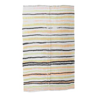 Striped Vintage Turkish Hemp Kilim Rug - 6`4" X 8`11" For Sale
