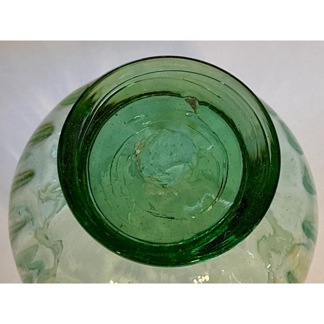 Vintage Art Deco Green Glass Ribbed Vase For Sale - Image 9 of 11