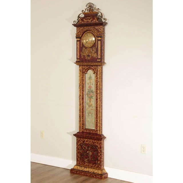 High Quality Gilt Decorated Faux Tall Case Clock with Eglomise Painted Panel