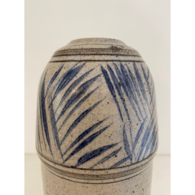Mid-Century Modern Vintage 1980s Japanese Stoneware Pottery Vase For Sale - Image 3 of 6