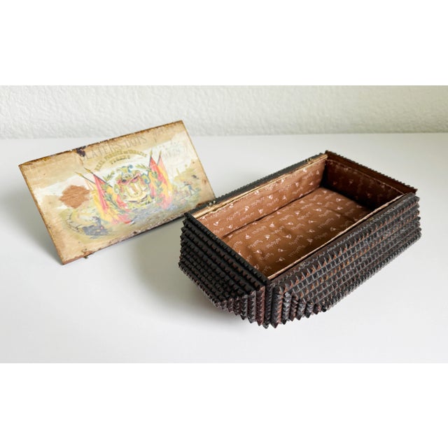 Antique Tramp Art Pyramid Footed Box, Early 20th Century For Sale - Image 11 of 12