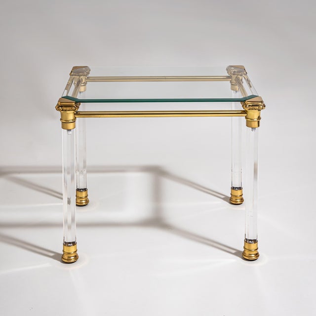Metal Coffee Tables in Acrylic Glass and Brass, Italy, Late 20th Century, Set of 2 For Sale - Image 7 of 12