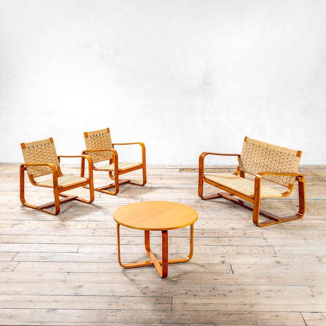 Wood Set of Mod. Lamellar Armchairs, 1940s For Sale - Image 7 of 8