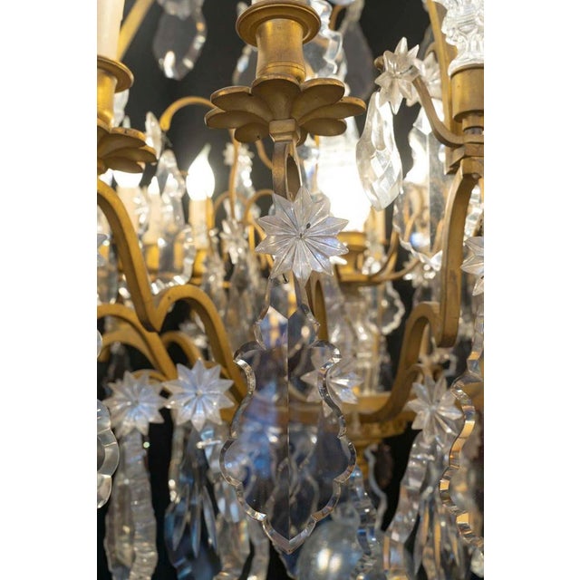 Gold Large 19th Century Napoleon III Louis XV Chandelier in Bronze and Crystal For Sale - Image 8 of 10