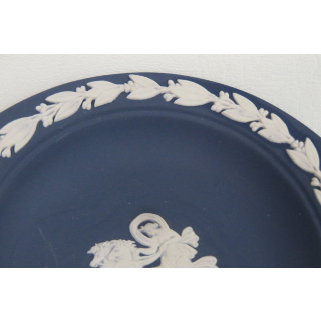Blue Wedgwood Dark Blue Jasperware Small Trinket Tray Pin Dish Made in England 5001b For Sale - Image 8 of 11