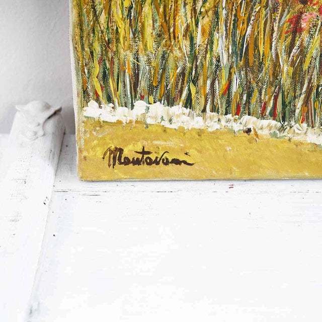 Oil on Canvas Fresco of a Peasant with Flowers by Costanzo Mantovani