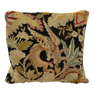 Antique Late 1800s Handcrafted Needlepoint Pillow For Sale