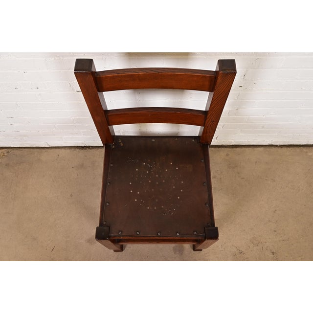 1920s Joseph McHugh Antique Mission Oak Arts & Crafts Desk Chair or Side Chair, Circa 1920s For Sale - Image 5 of 12