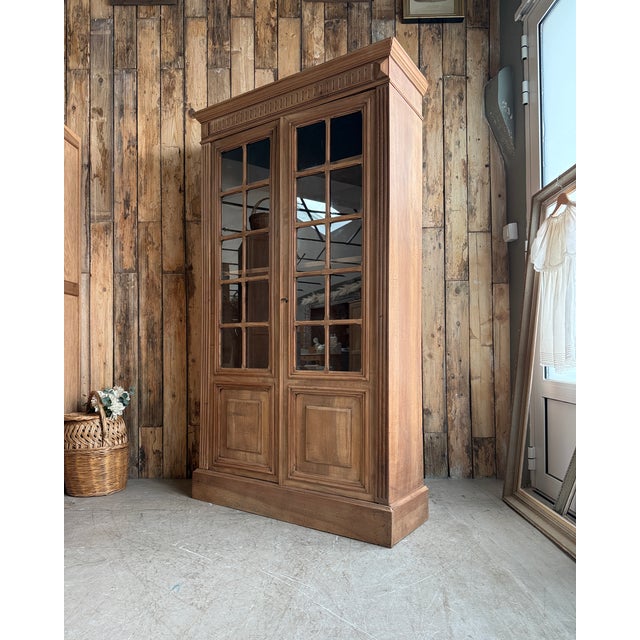 Wood Antique Glass-Fronted Bookcase, 1890s For Sale - Image 7 of 14