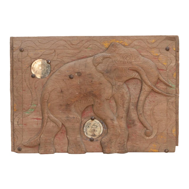 Distressed & Mirrored Thai Elephant Carving For Sale