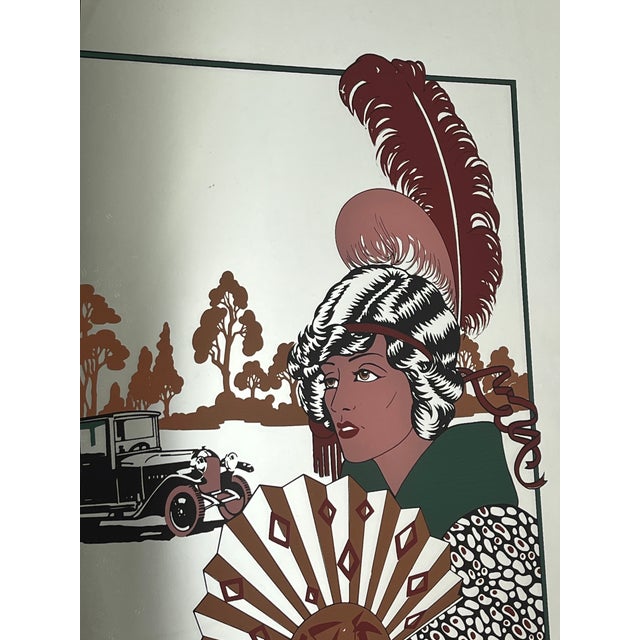 Vintage French Art Deco Au Revoir Fashion Illustration Mirror by George Barbier, 1970s For Sale - Image 6 of 14