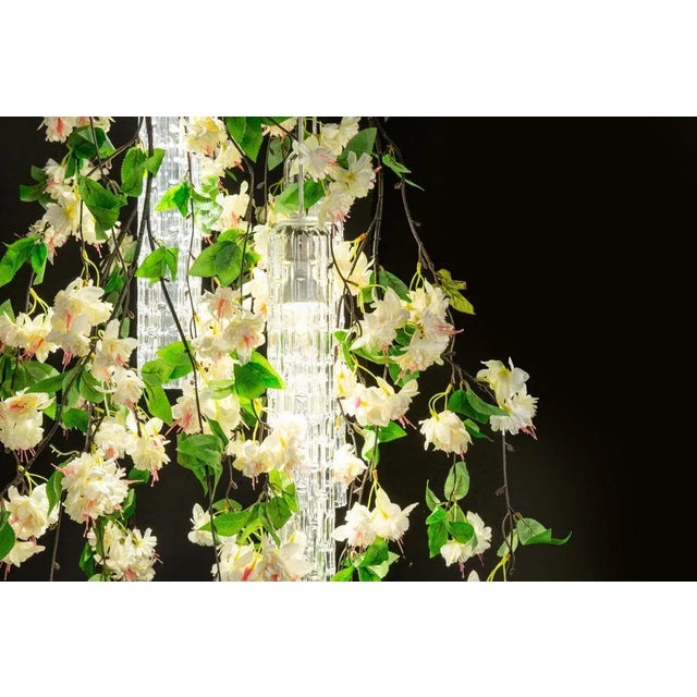 Glass Small Round Flower Power Fuchsia Cascade Chandelier in Pink-Cream Color from VGnewtrend, Italy For Sale - Image 7 of 8