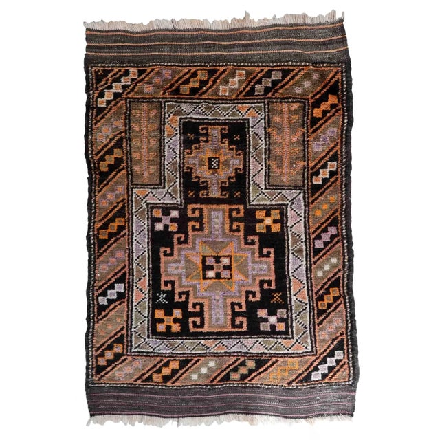 1900s Handmade Antique Collectible Afghan Baluch Prayer Rug 2.1' X 3.4' For Sale - Image 10 of 10