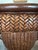 Woven Reed + Faux Leather Center Dining Table After Tommy Bahama 36" Glass Top For Sale - Image 13 of 17