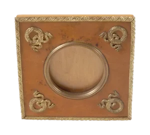 1900s Bronze Dore Burled Elm Picture Frame