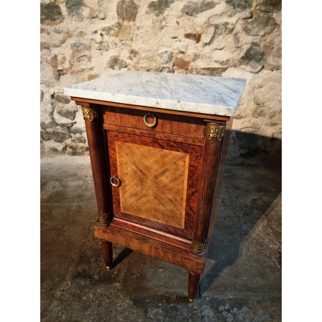 French Empire Bedside Cabinet with Marble Top, 19th Century For Sale - Image 14 of 16
